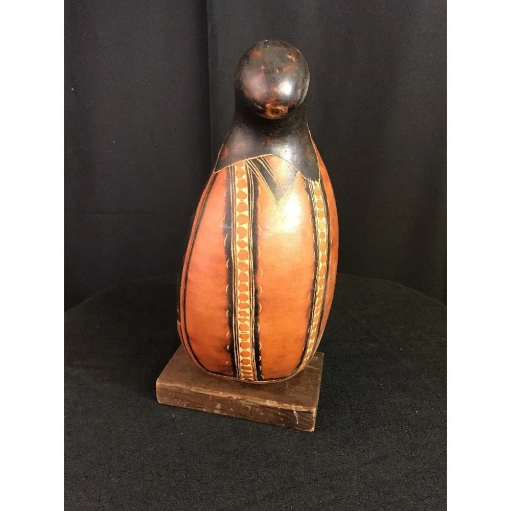 Vintage Decorated Painted Gourd‎ Statue Figurine Peruvian  Peru Art